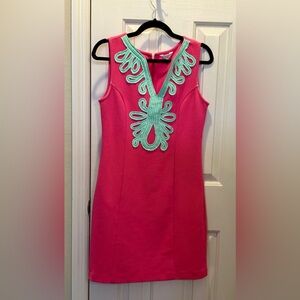 Crown and Ivory Size Small Pink Dress with Turquoise Embroidery